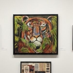 Original Oil Painting By Becki. Majestic Tiger Painting in Brown and Green